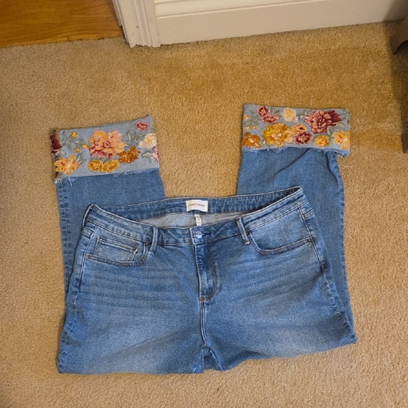 DRIFTWOOD Denim - DRIFTWOOD Blue Straight Leg Jeans with Floral Cuff